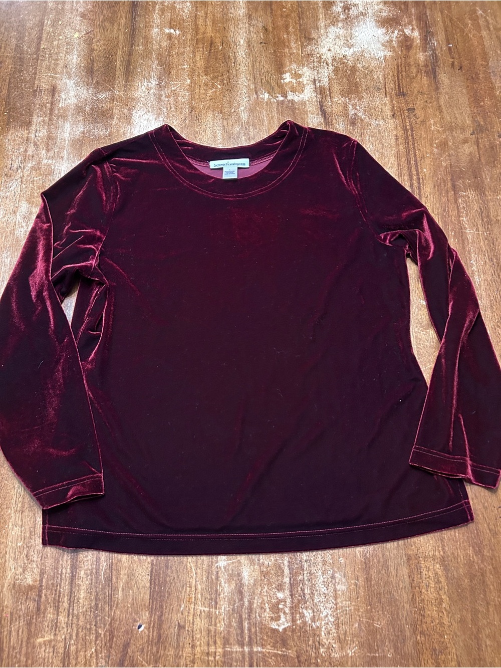 Witchy whimsigoth Fairy grunge Velvet Long-Sleeve Top - Burgundy large